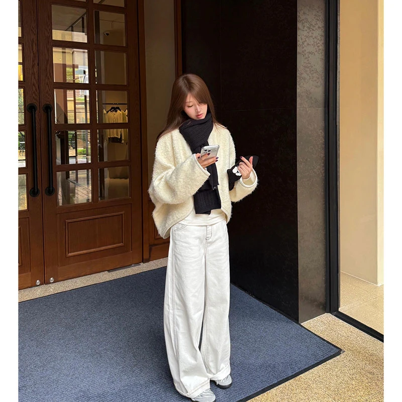 2025秋季新款chic网红同款舒适软糯针织衫+修身打底衫+高腰阔腿裤