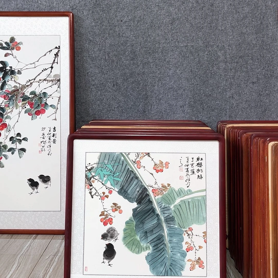 国画书画作品带框63×63