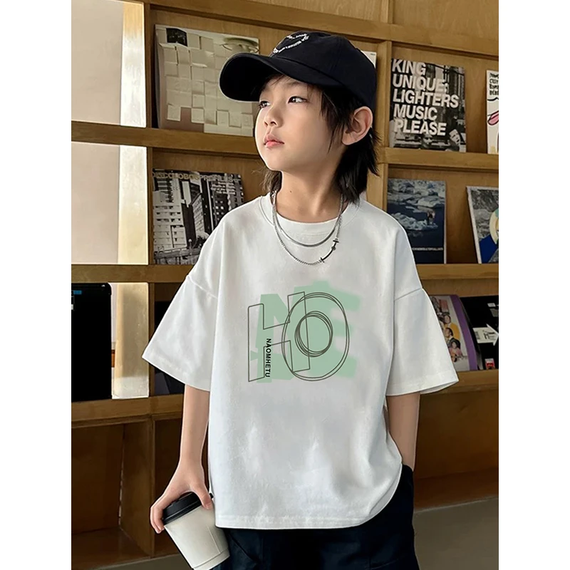 童装男童短袖T恤夏装儿童半袖上衣男孩中大童纯棉2025新款宽松型