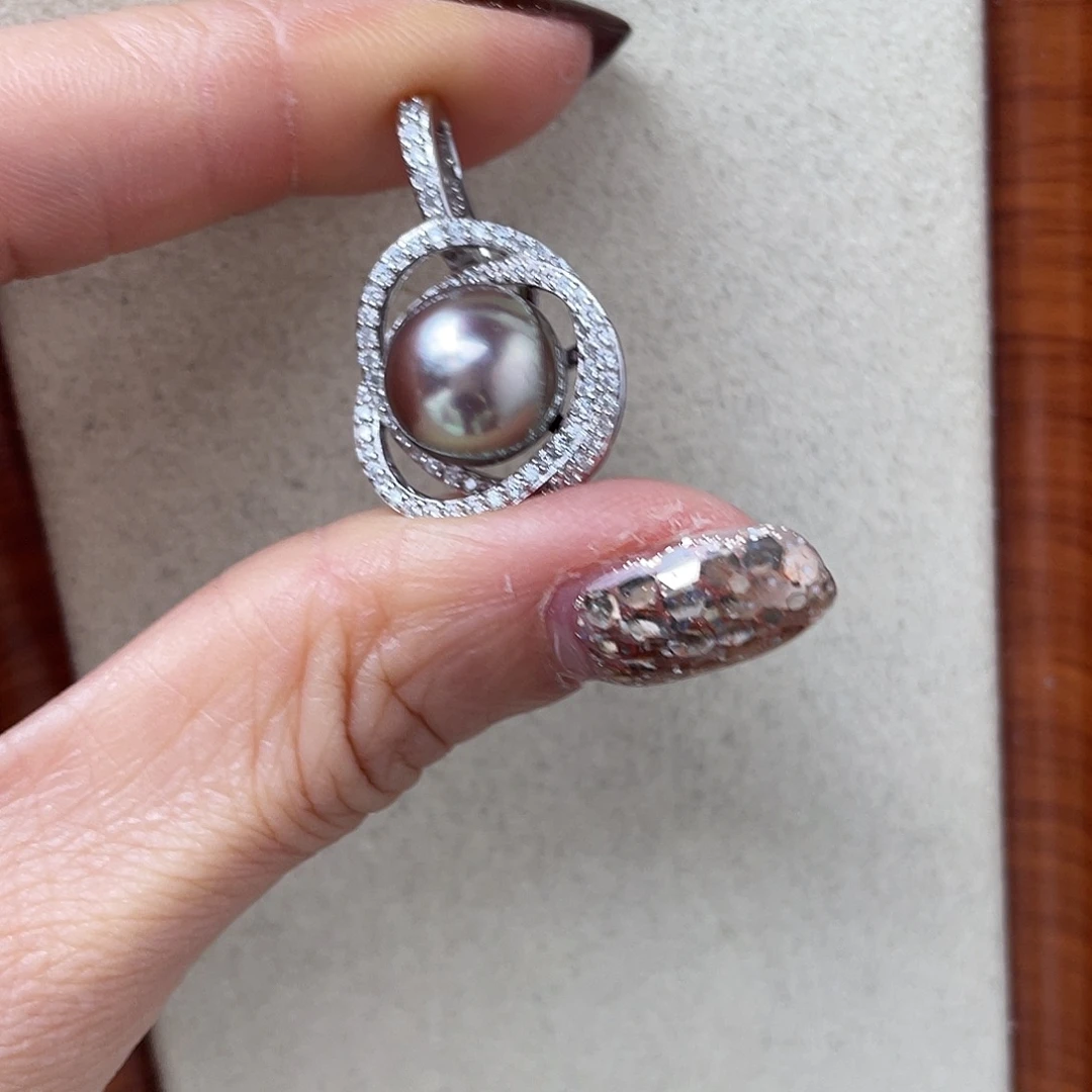 吊坠(不含链)银S925镶嵌海水珍珠