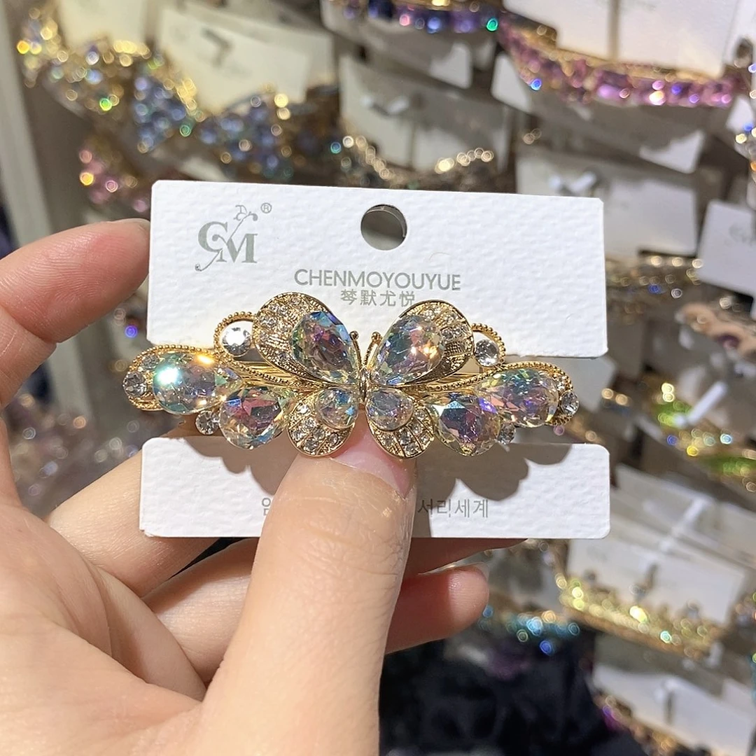 仿水晶合金蝴蝶弹簧夹