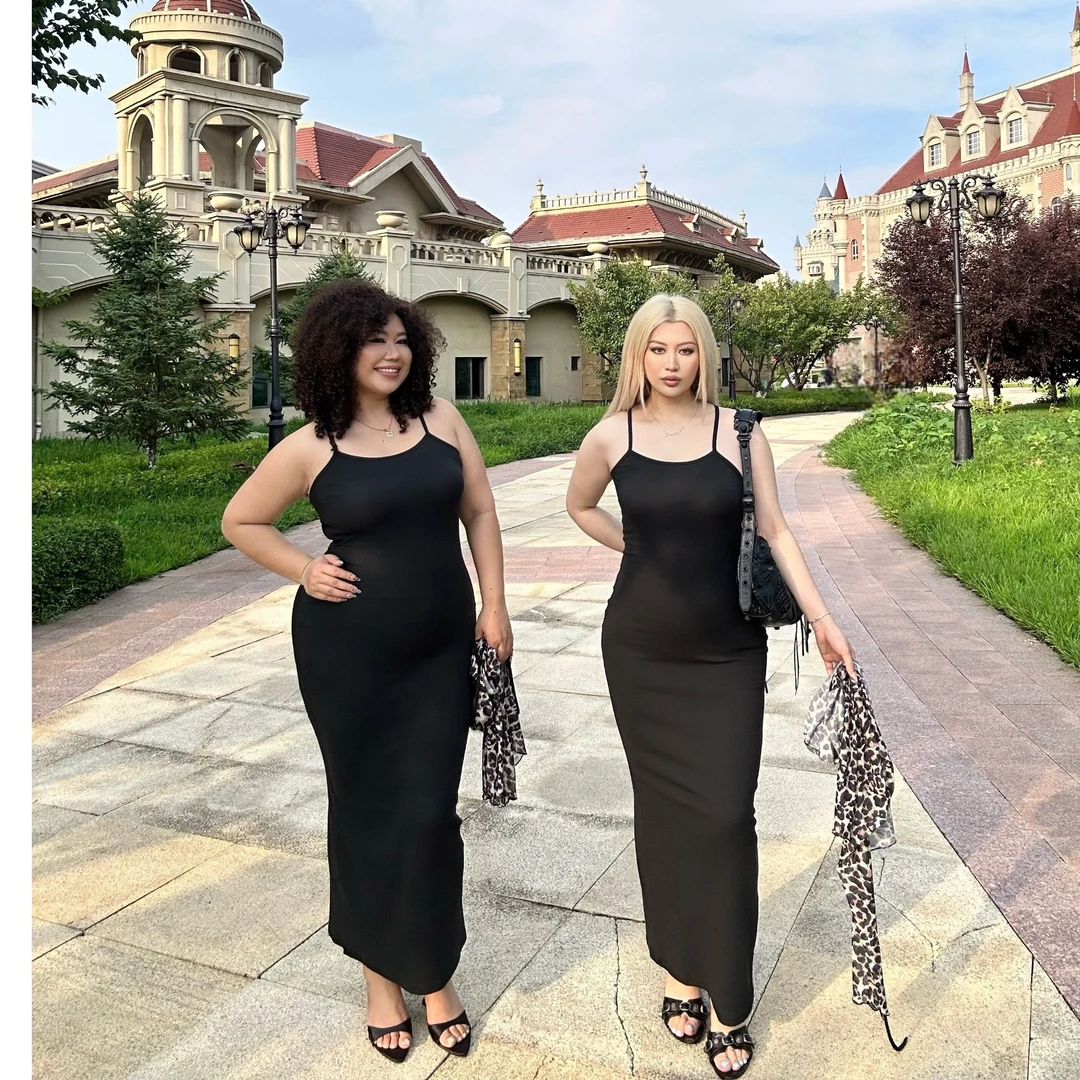 吊带连衣裙棉氨长裙修身显瘦高弹包臀裙