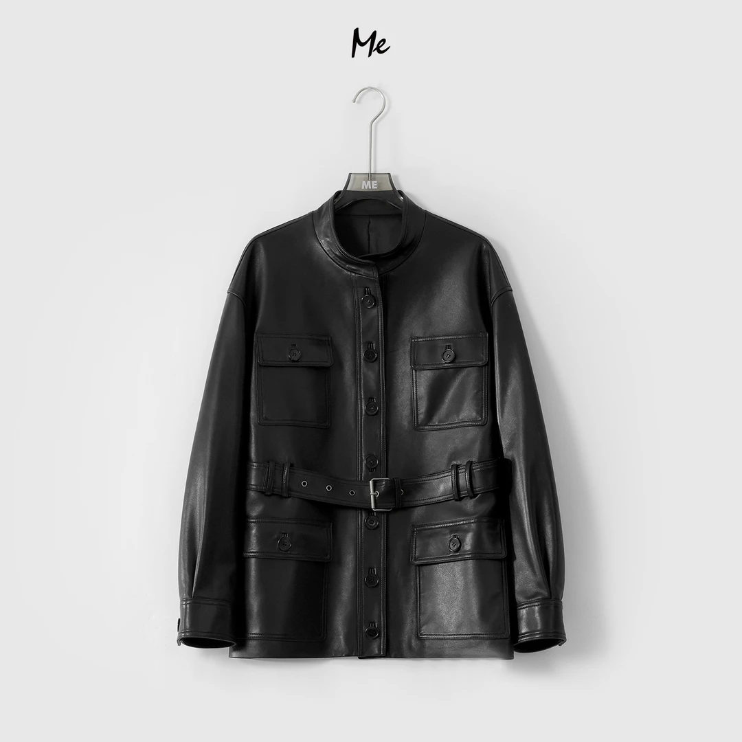 ME【温斯顿皮衣】土耳其进口羊皮重工时尚百搭宽松真皮皮衣MESS0570