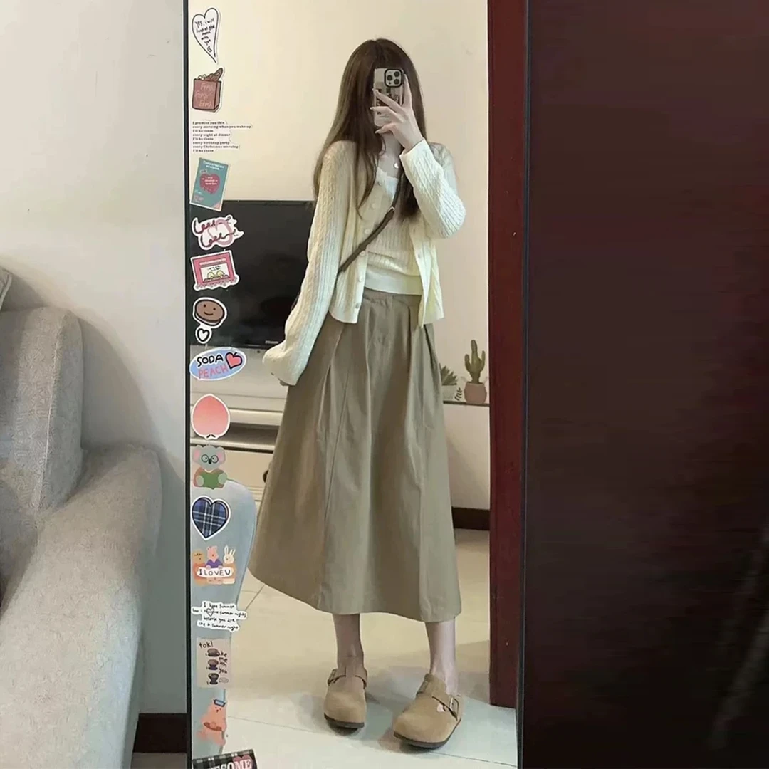 2025韩系早秋穿搭套装女小个子甜美减龄温柔风针织开衫显瘦半身裙