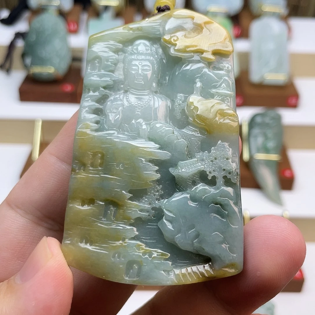 翡翠未镶嵌吊坠(不含链)中****e观音