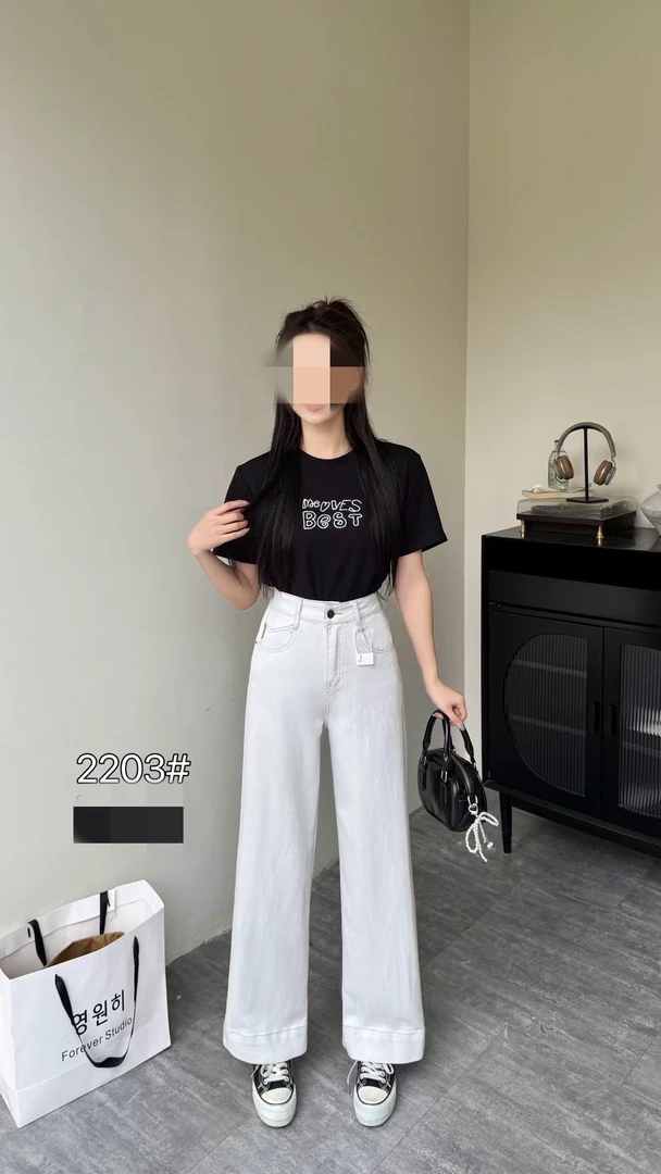 2203[新款灰]牛仔裤女百搭显瘦阔腿直筒裤