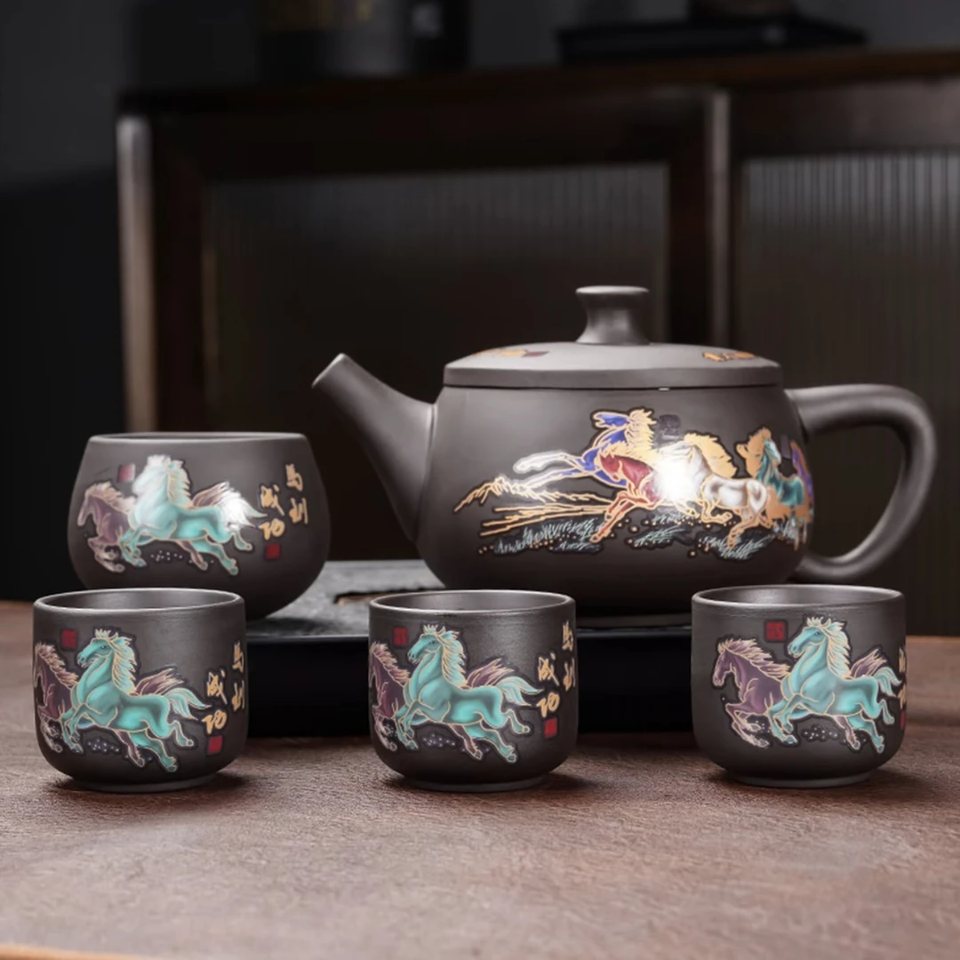 （弟弟专用2）马到成功汉瓦壶一壶四杯450cc（超）