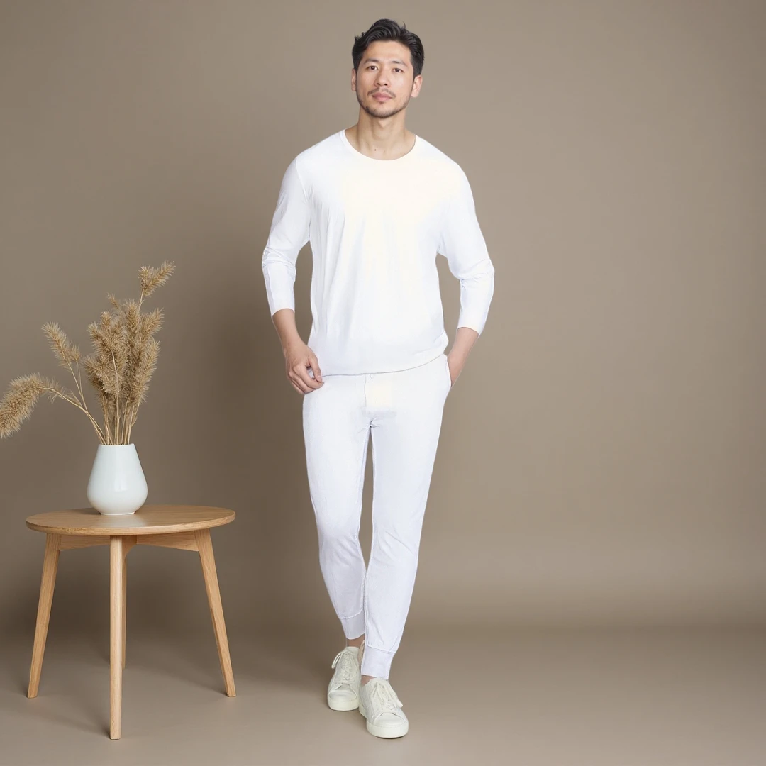 BB0416男士全棉圆领保暖套装秋衣秋裤套装保暖舒适家居