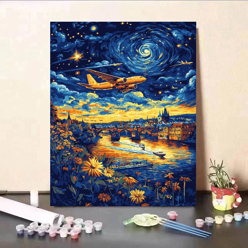 【无忧购】DIY数字油画自己填色独处缓解压力风景装饰人物类油画