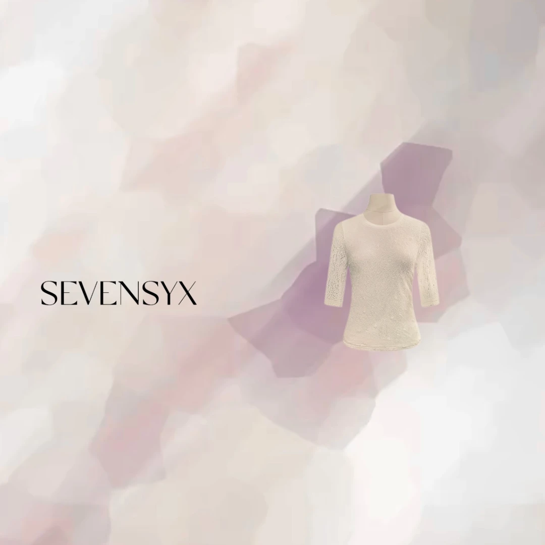 【弹力蕾丝中袖针织衫】深圳欧货 SEVENSYX 原创 修身 弹力大 不透