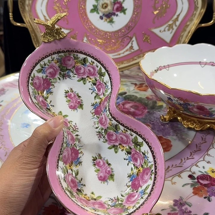 瓷片铜配瓷果碗111