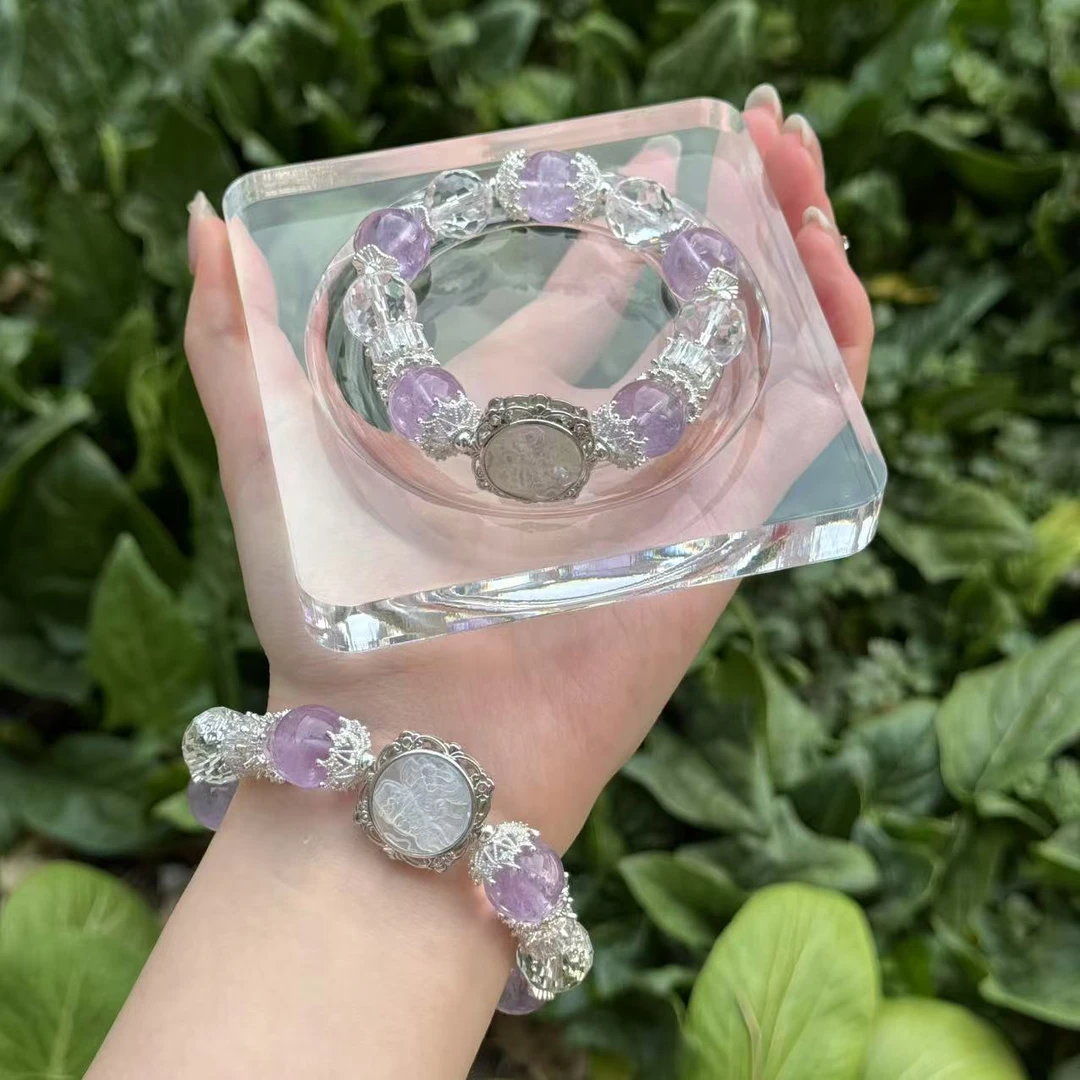 【半日闲】薰衣草紫晶 白水晶 设计款手串