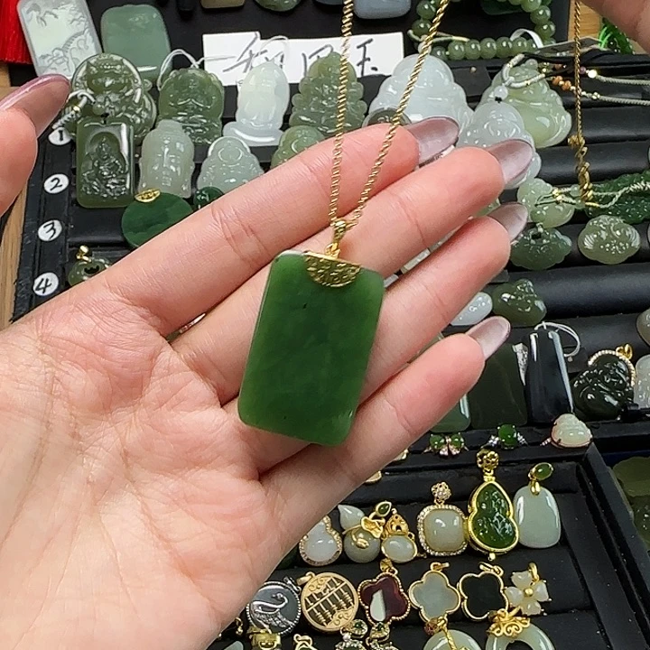 和田玉银S925镶嵌吊坠(赠链)