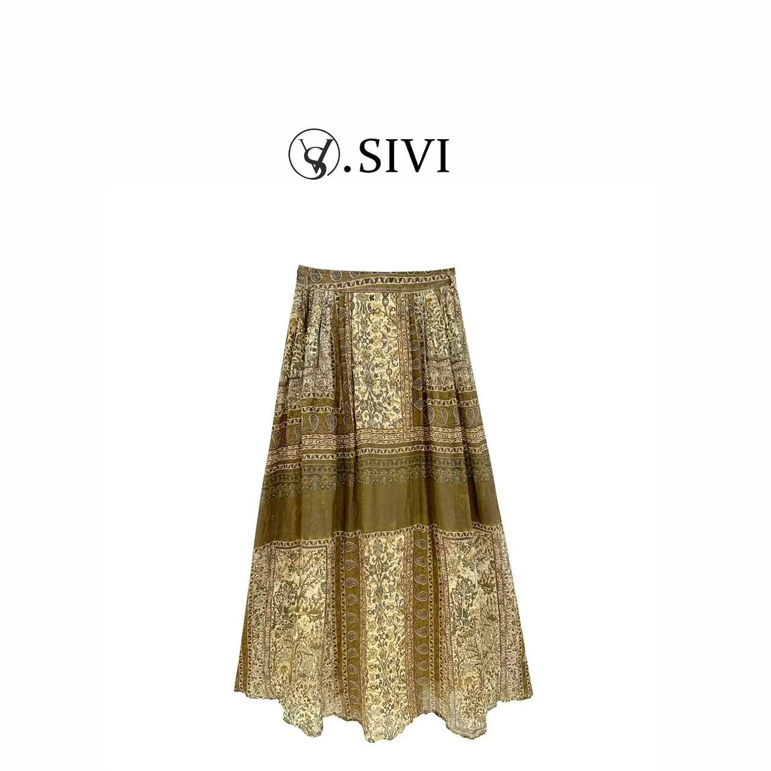 熙薇【黄油曲奇】2025春季新款时尚百搭设计师休闲半身裙H2319