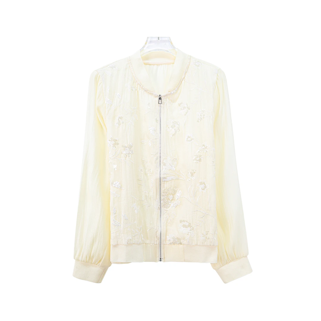 X26217重工亮片提花棒球服宽松显瘦时尚防晒上衣