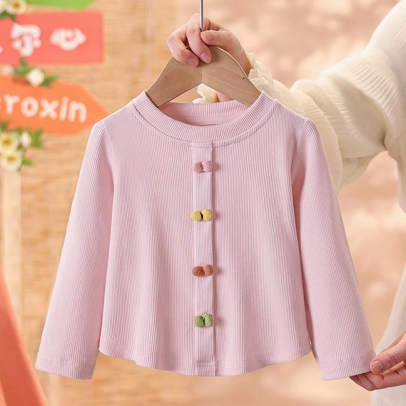 女童打底衫春装2025新款女宝宝洋气时髦春装薄款上衣儿童休闲衣服