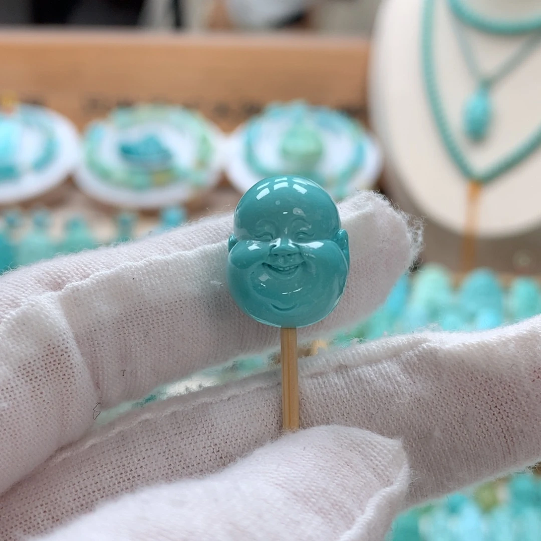 绿松石未镶嵌绿松石弥勒佛