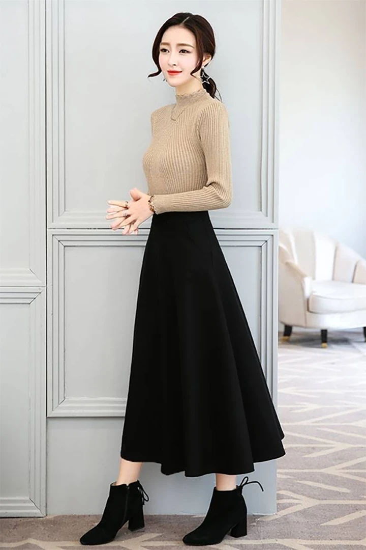 半身裙女时尚韩版A字裙显瘦百搭防走光垂感春秋新款广场舞中长裙