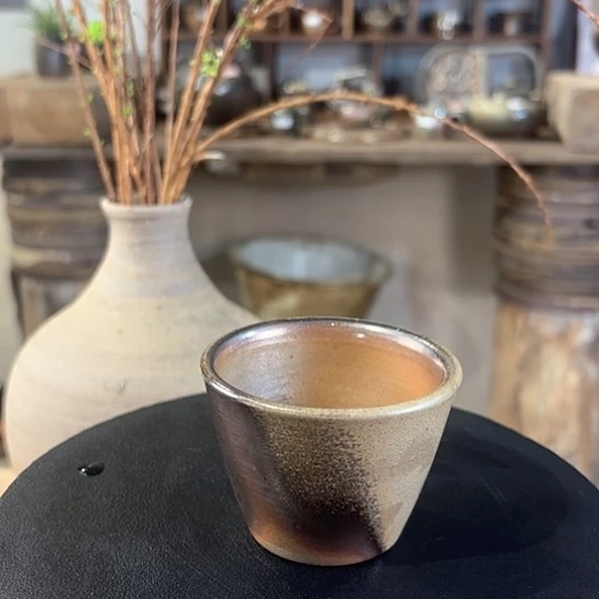 柴烧裸烧手工茶杯孤品捡漏内有落灰渣介意慎拍