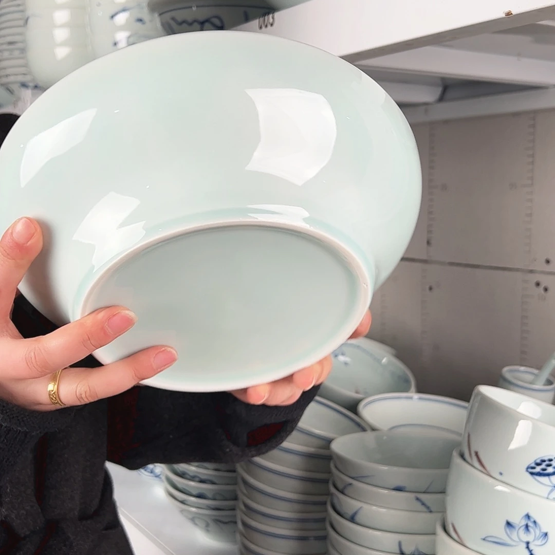 碗微瑕福利影青9寸汤碗
