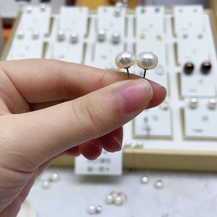 淡水珍珠耳饰银S925镶嵌?**?