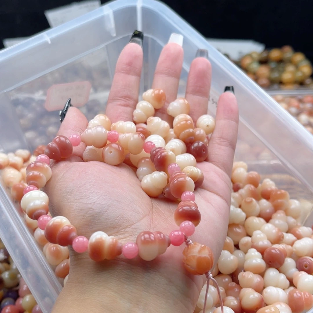 白玉菩提吊坠q12mm30颗。微醺腮红 葫芦