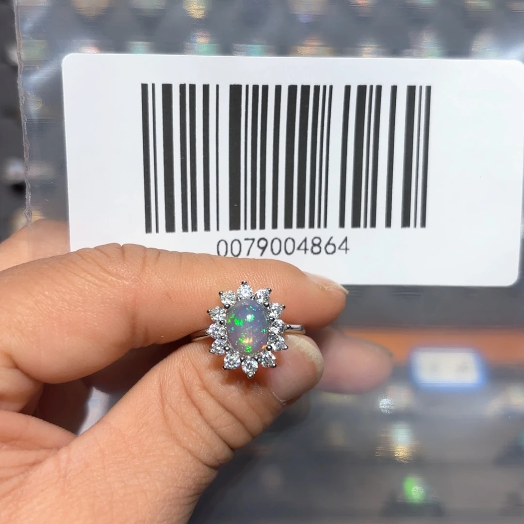 欧泊戒指银S925镶嵌日***頁戒指