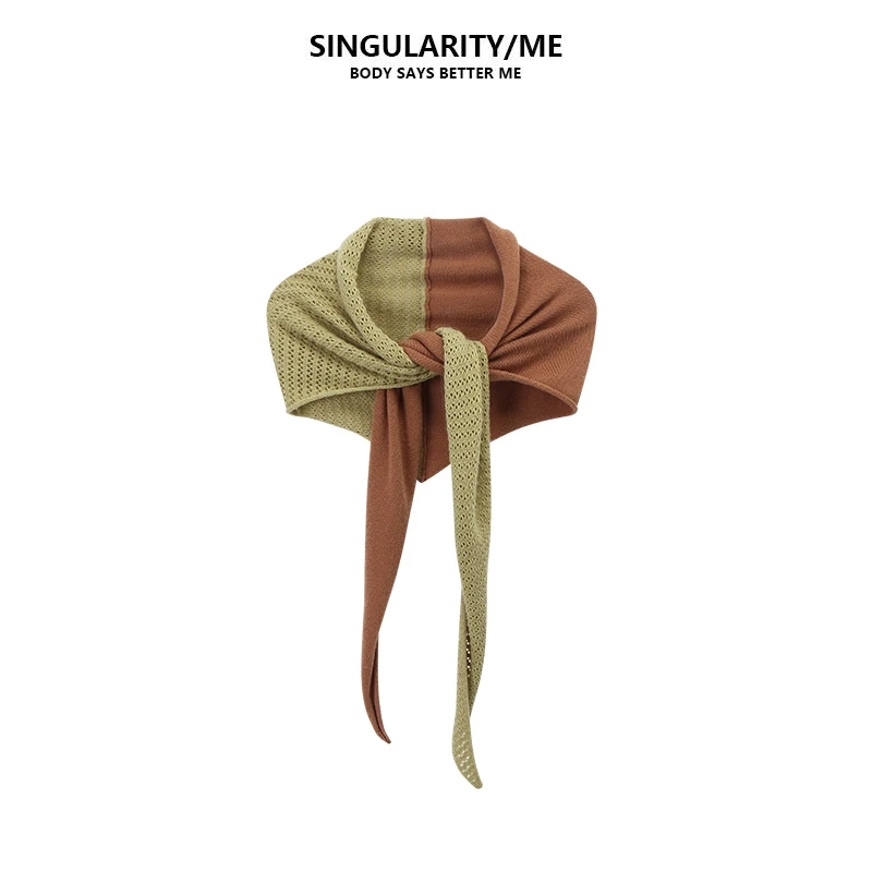 Singularity Me 9A 8010 秋冬时尚拼色头巾撞色针织三角巾披肩