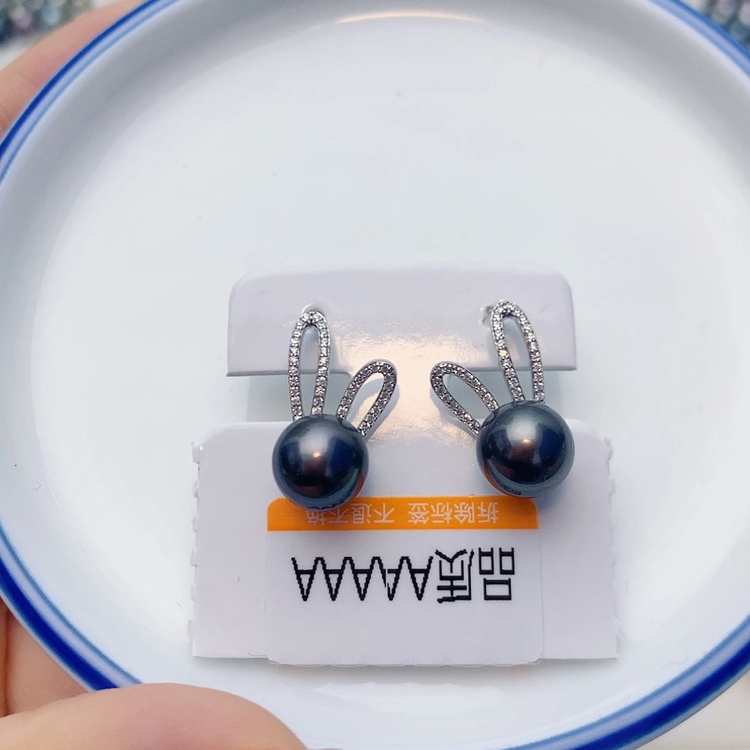 海水珍珠银S925镶嵌耳饰W60