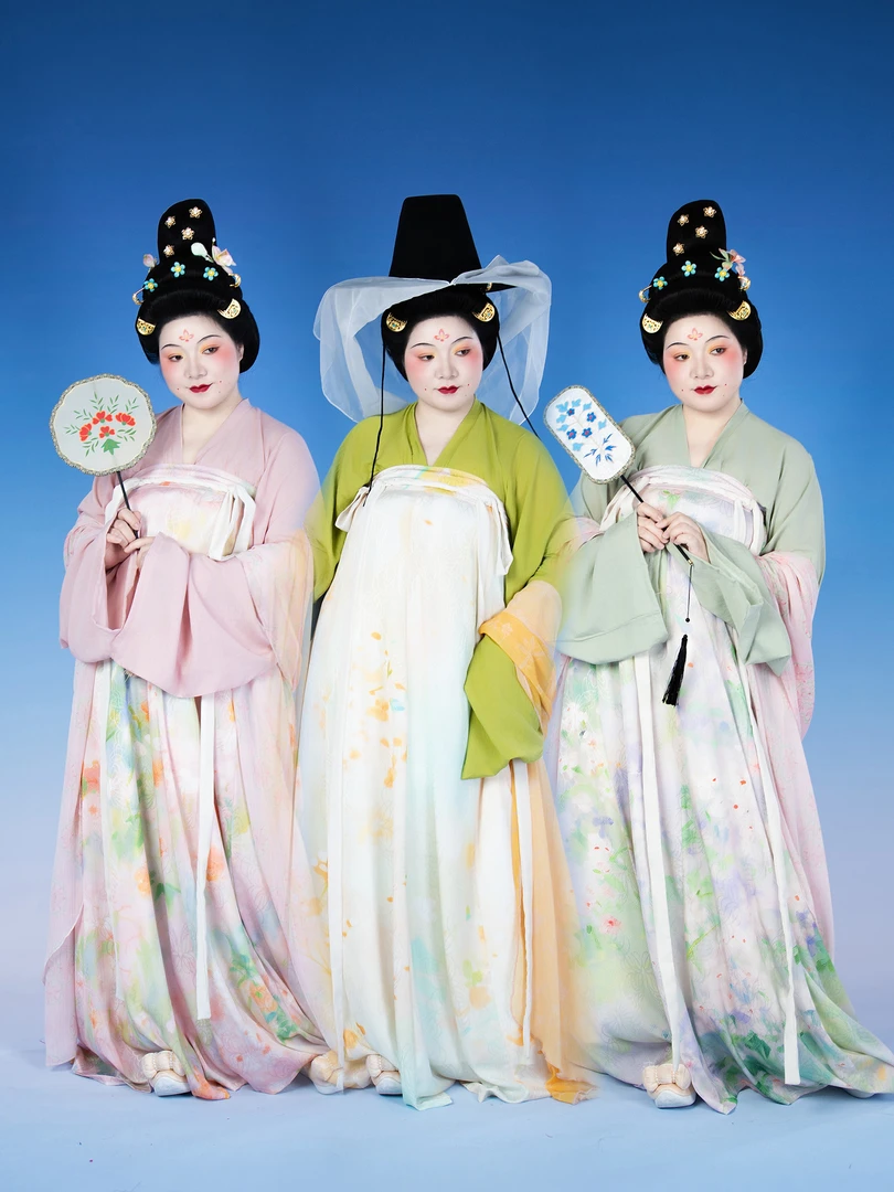 [油画系列]袅鸣涧鸟家唐制汉服复原唐风仕女春夏齐胸衫裙八破