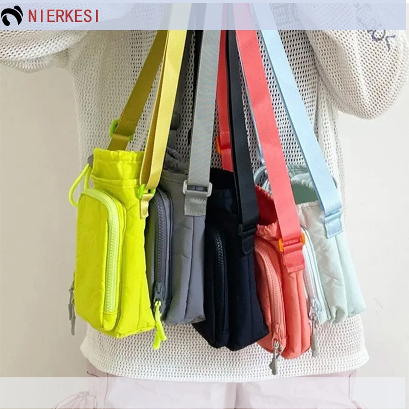 手机袋单根单肩拉链纯色斜挎包便携休闲新复古风户外时尚