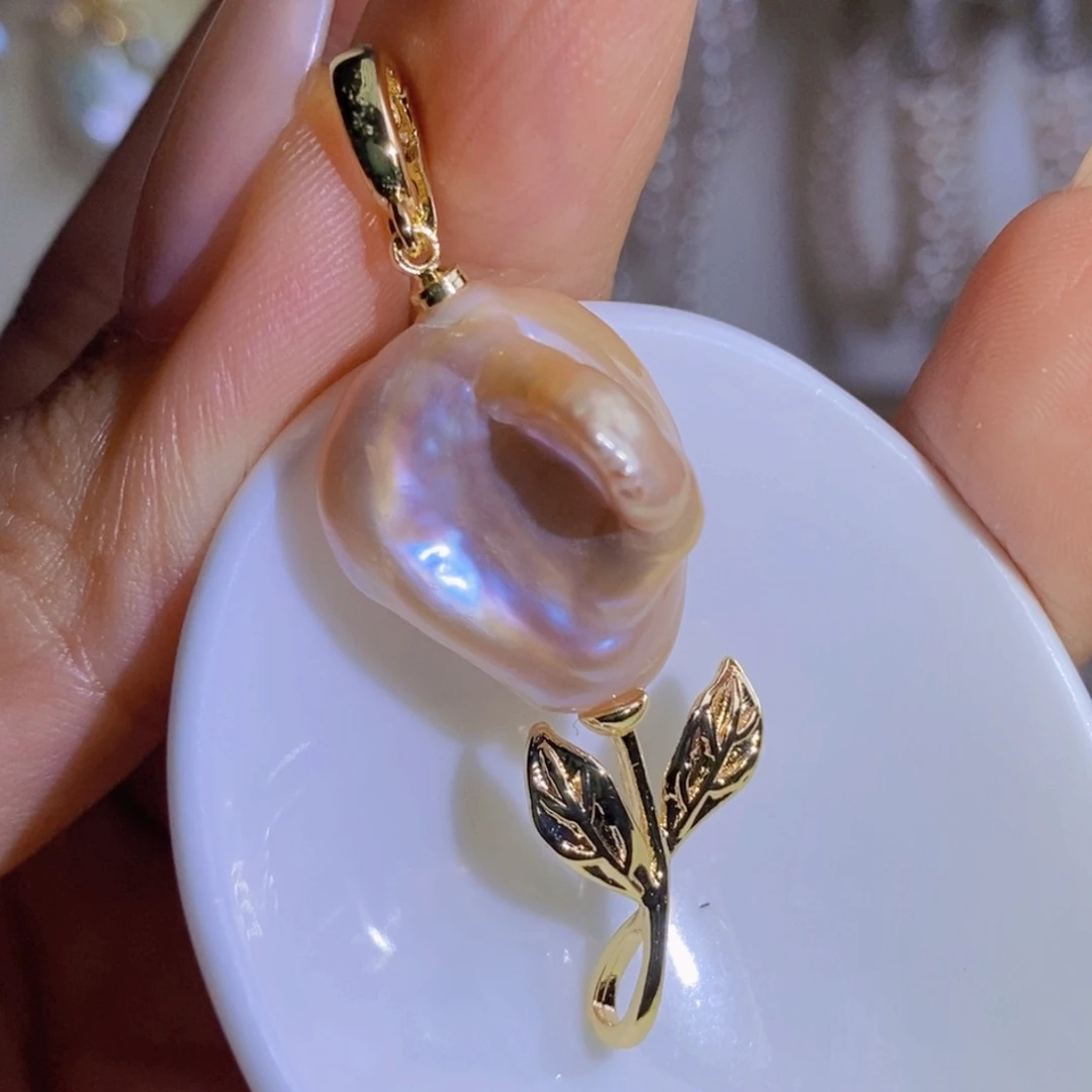 银S925镶嵌天然淡水珍珠淡水珍珠