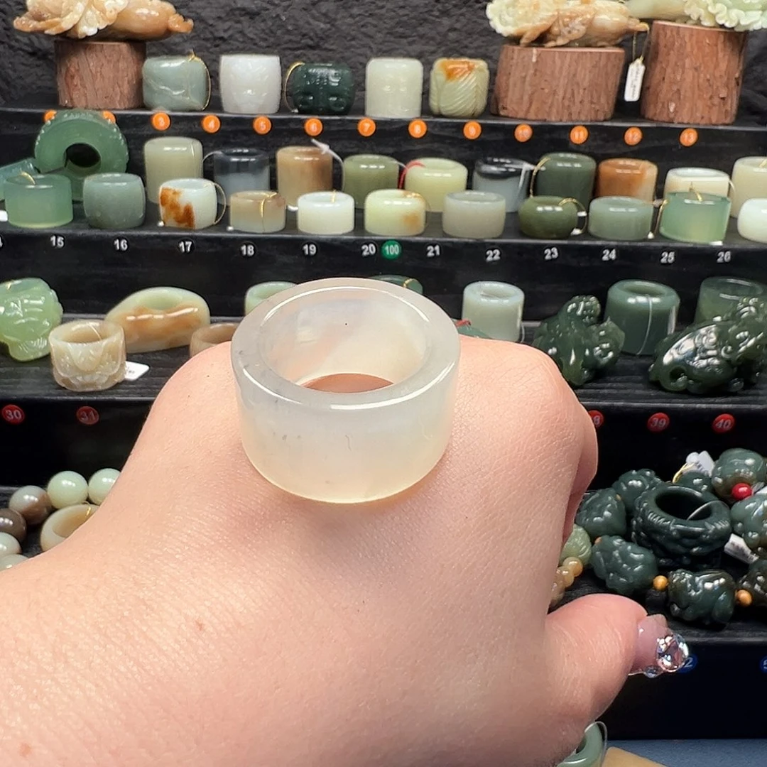 蛇纹石玉未镶嵌戒指内径21.8