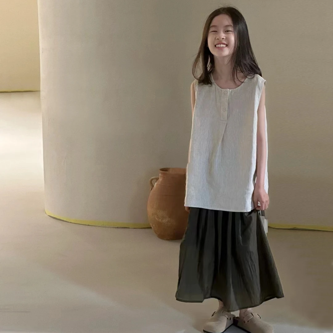 女童夏季洋气爆款套装2025新款时髦6-12岁高级感休闲半身裙两件套