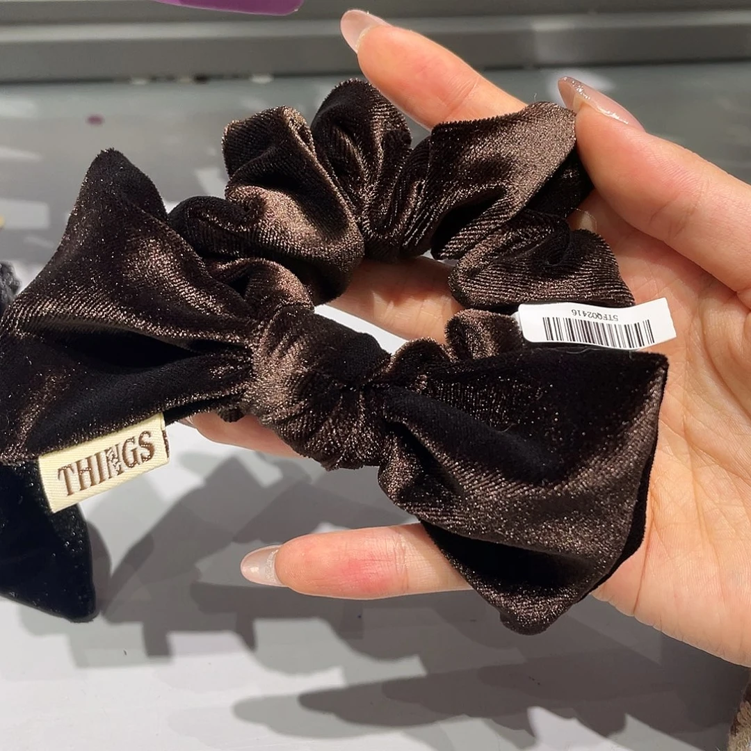 皮质铁合金咖蝴蝶结发圈