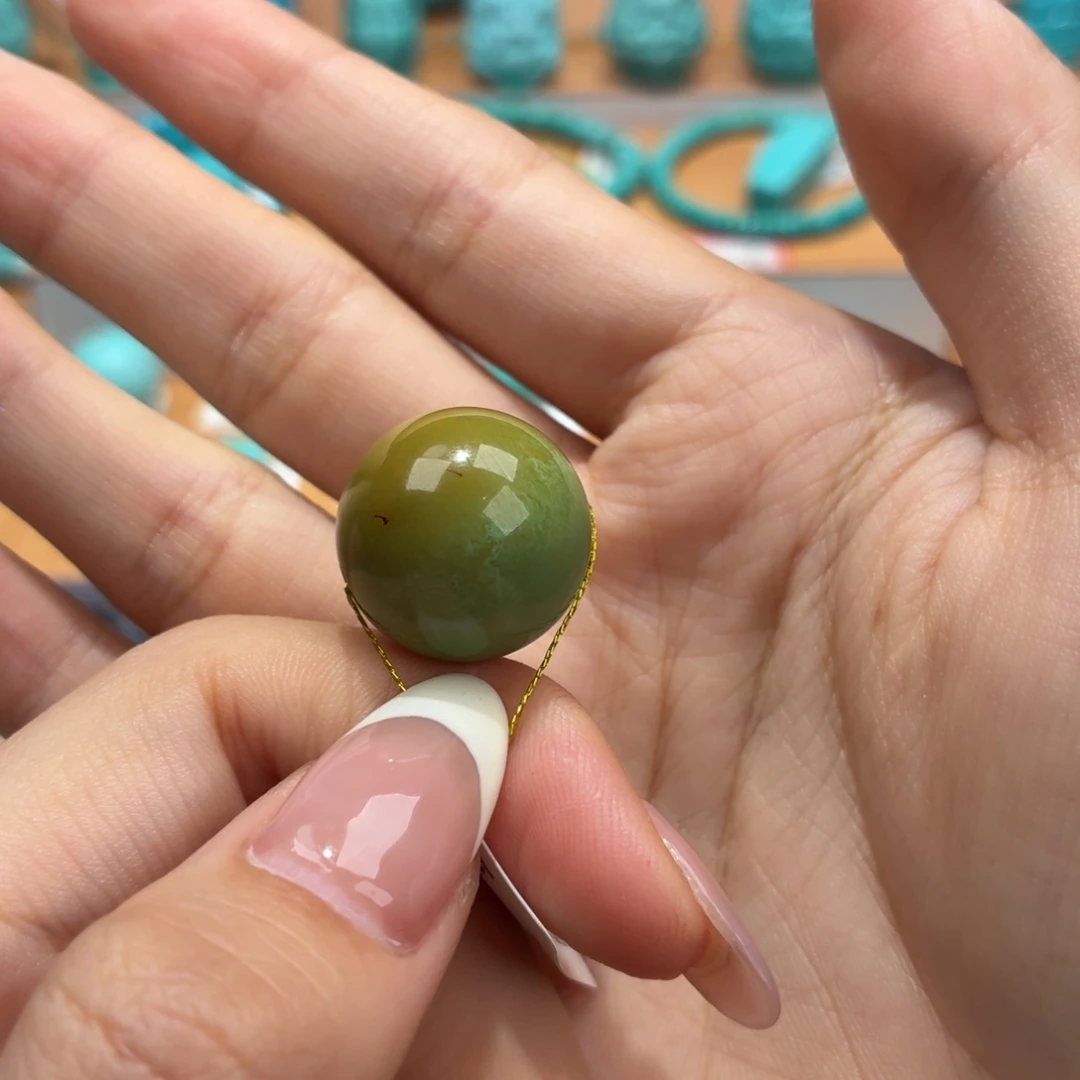 绿松石未镶嵌珠宝奇石圆珠