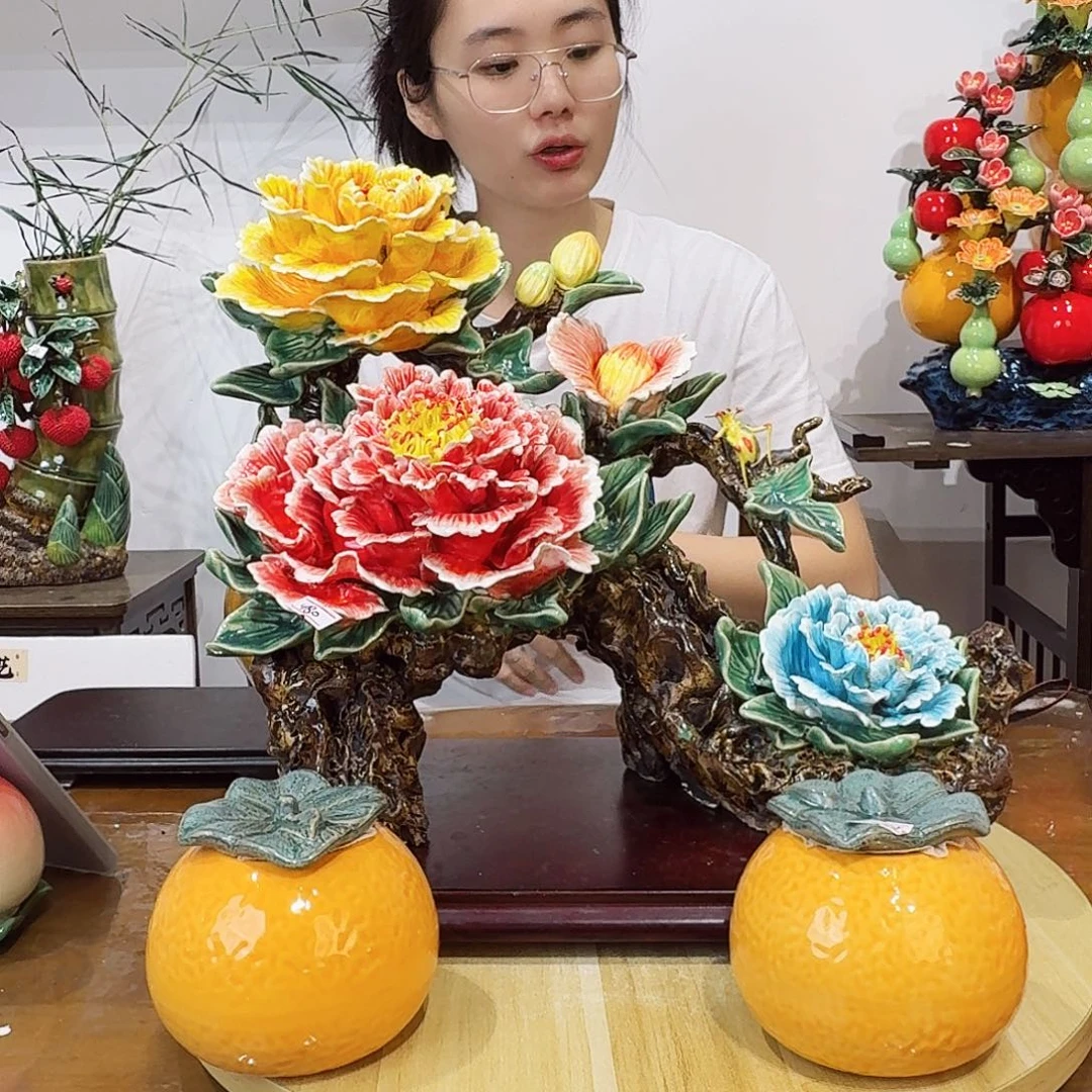 陶瓷原作牡丹花摆件