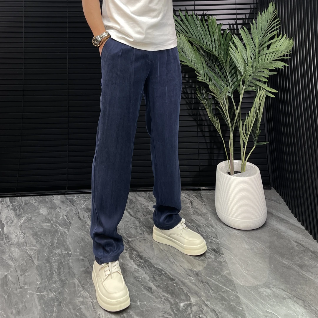 2025男士夏季铜氨丝凉感裤子直筒修身裤6088