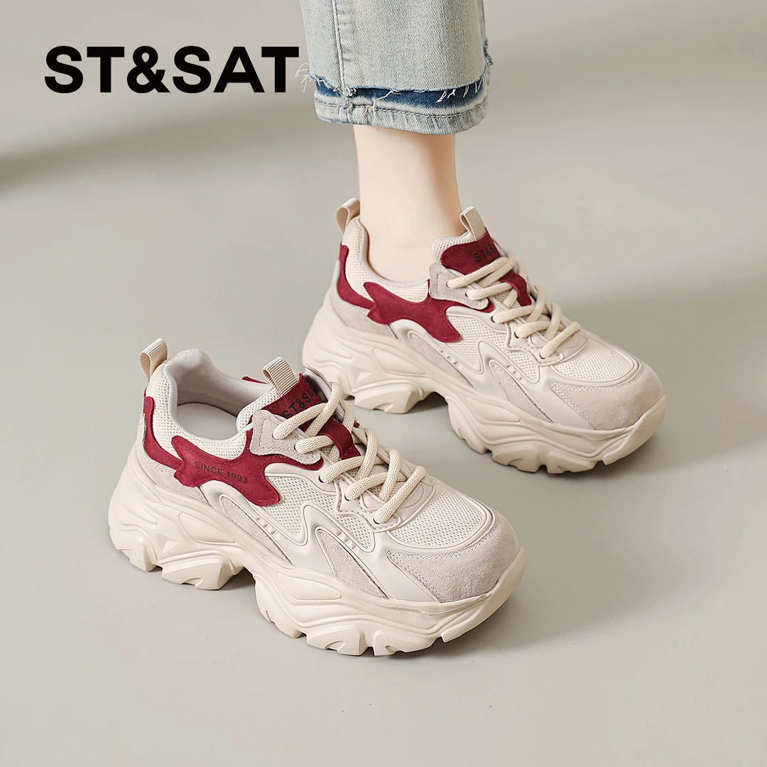 星期六厚底老爹鞋女2025秋季超火德训鞋显脚小休闲运动鞋轻奢女鞋