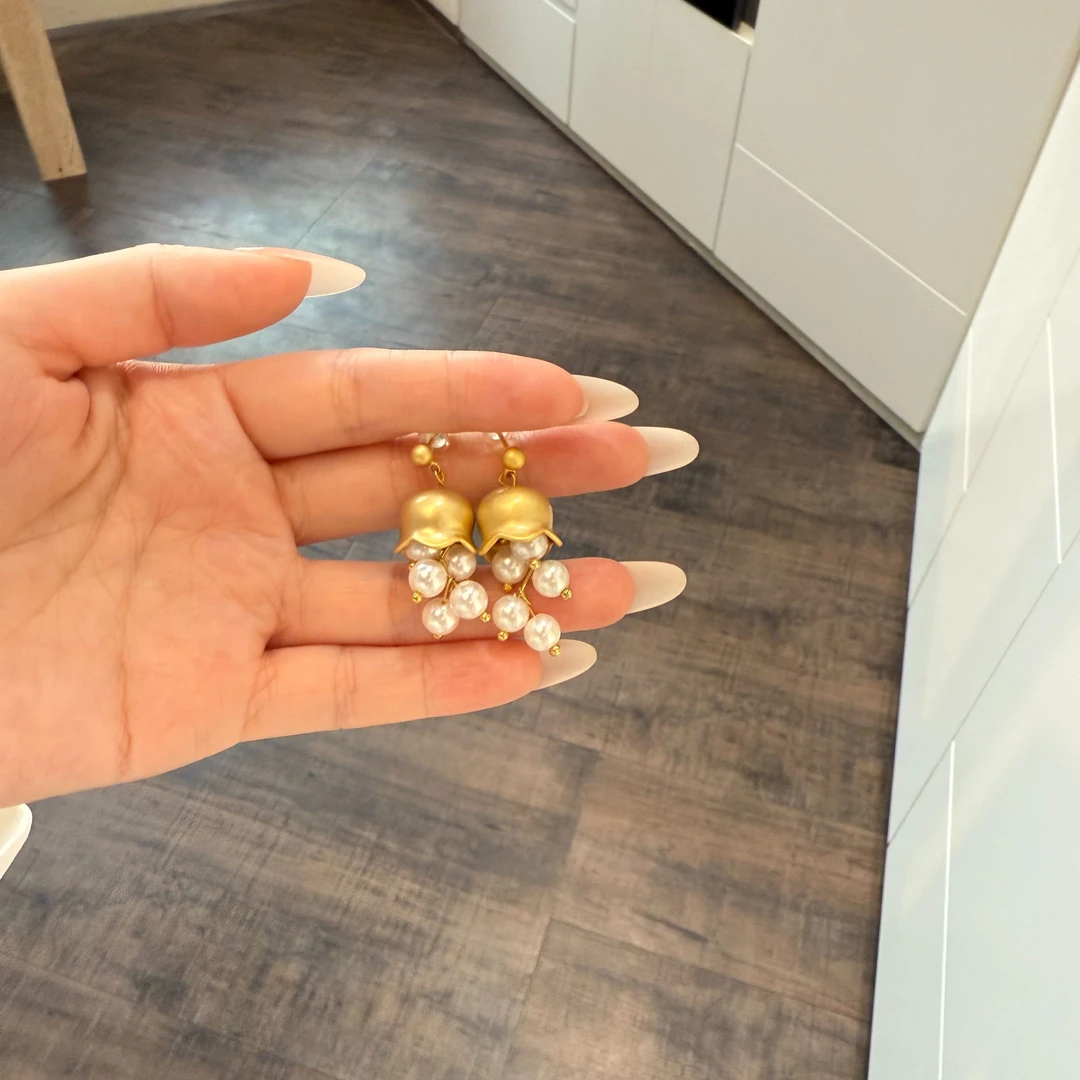 铜合金耳饰 VIIGLOO｜ 春日铃兰-温柔系ABS珍珠耳环气质