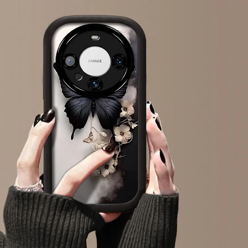 花朵蝴蝶适用华为mate70pro+手机壳网红女款创意实用数码配件轻奢