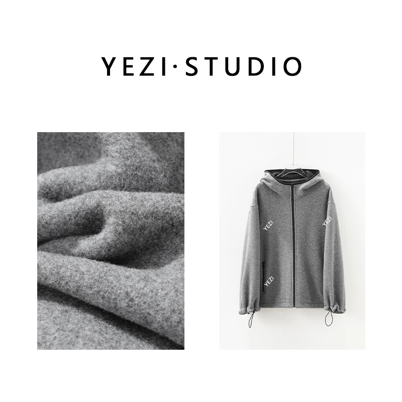 【轻暖系列-连帽】高比例双面羊毛连帽抽绳时尚休闲外套25410008