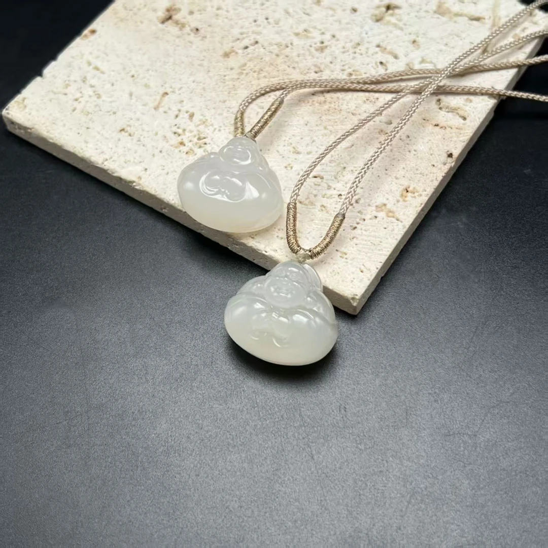 【北野珠宝】天然和田玉藕粉吊坠-B237H-3多样性发一24×21×12mm