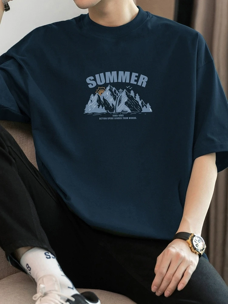 新款夏季美式纯棉重磅短袖T恤男款2025新款短袖潮流潮牌高街男生