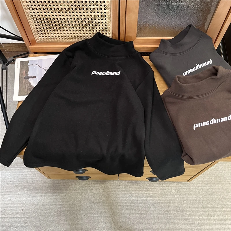 吴小越w973男童秋冬装圆领套头印花加厚t恤长袖中大童儿童打底衫