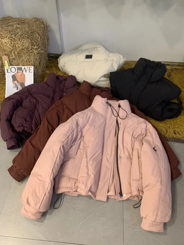 秋冬潮流长袖轻薄ins韩版棉服加厚冬季落肩袖立领冬装百搭