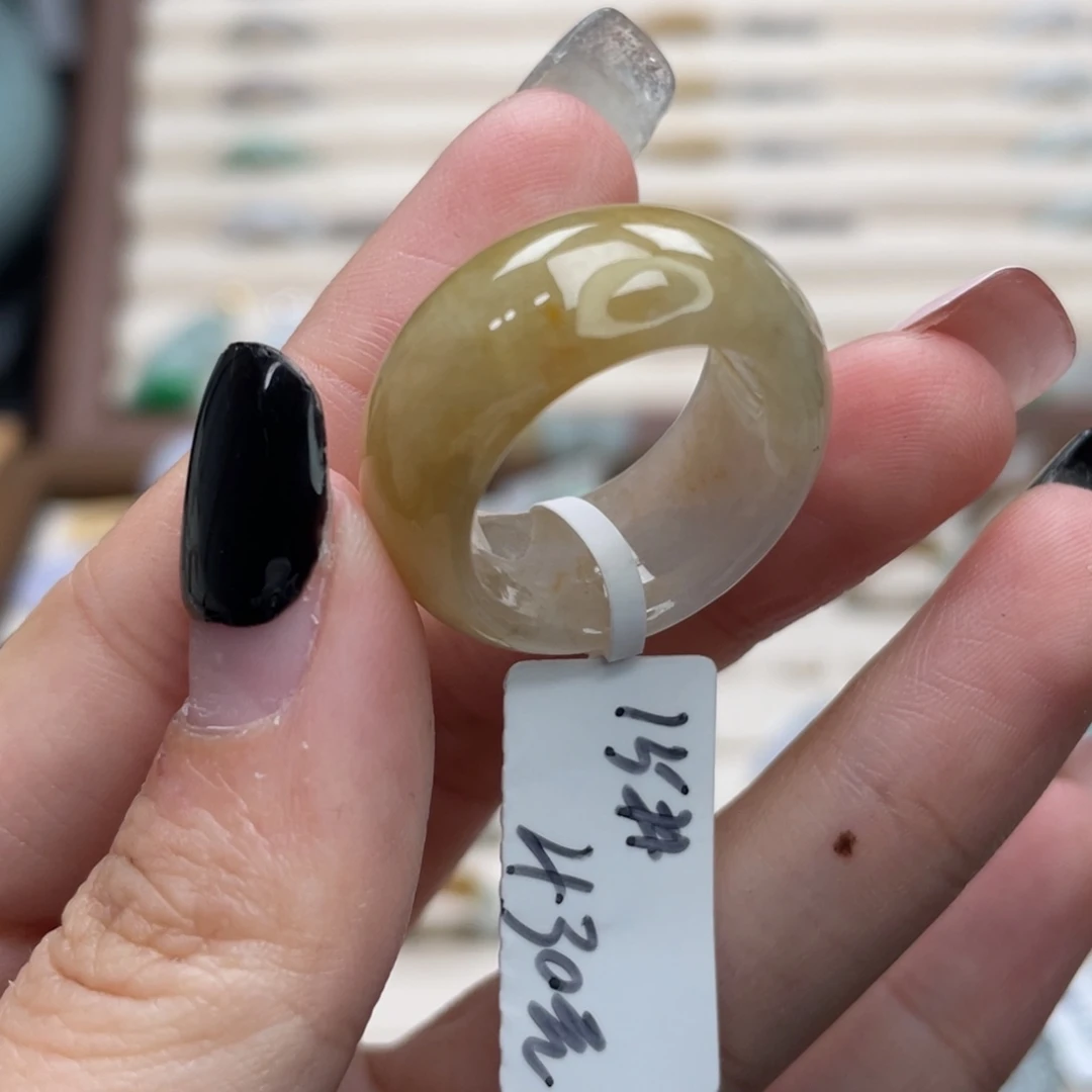 翡翠未镶嵌戒圈a75港圈15牛奶焦糖布丁