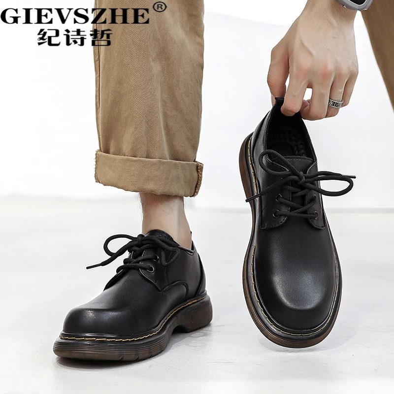 纪诗哲大头皮鞋男款真皮正装商务休闲皮鞋流光风男士真皮正装皮鞋
