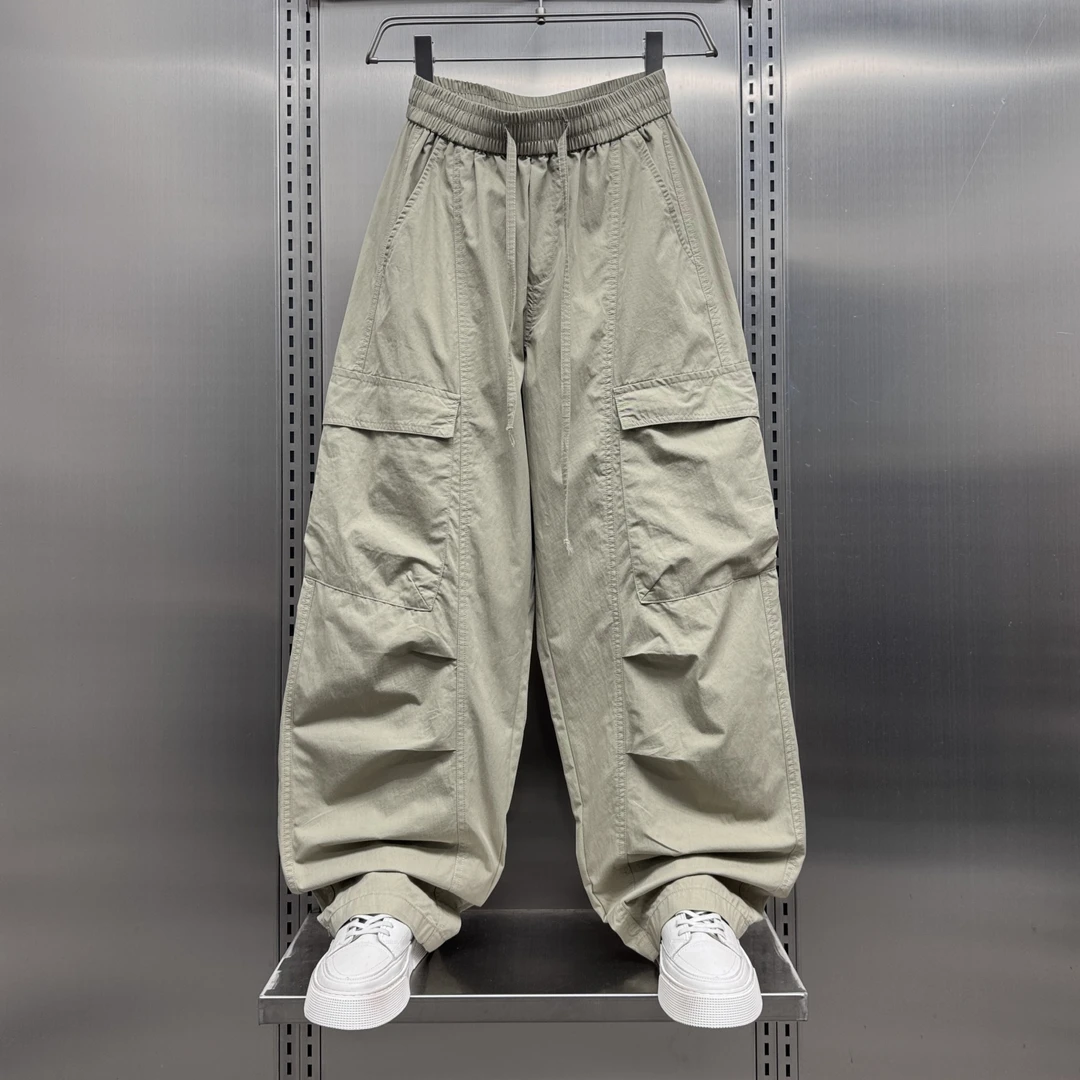潮牌美式高街痞帅工装裤男士2025秋季新款潮流大口袋设计感阔腿裤
