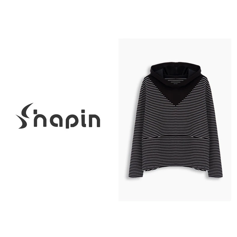 设计师款撞色连帽衫带帽上衣百搭时尚条纹BXY222382